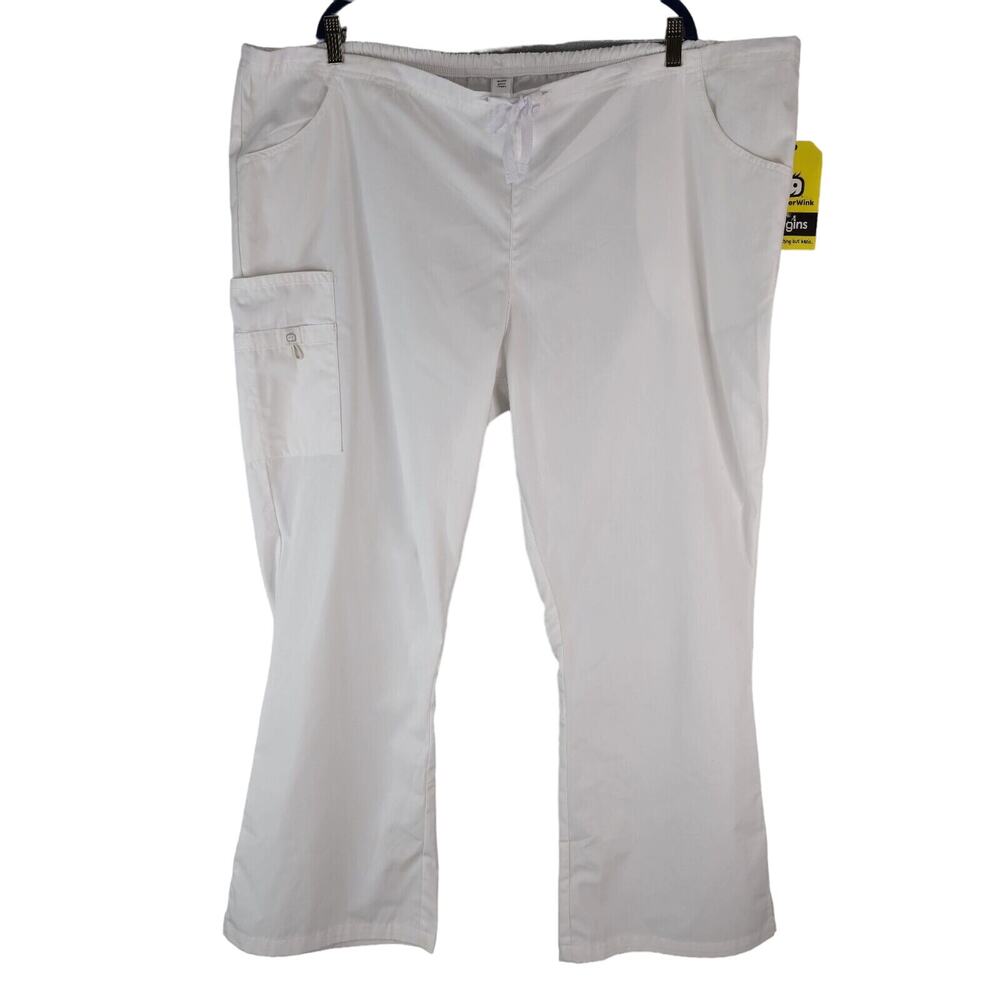 WonderWink Origins Women's Drawstring Flare Leg Scrub Pants 5026 Size 3XL White